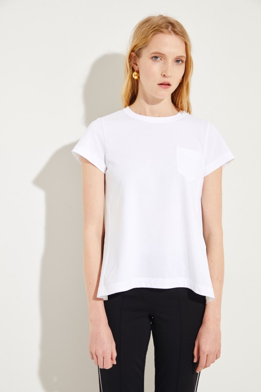 Baumwoll-Shirt mit Plissee-Detail Weiß