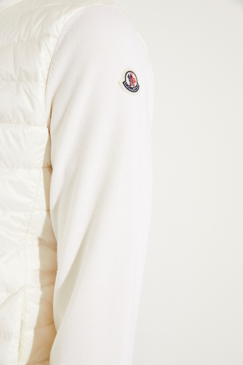 Daunen-Strickjacke Crèmeweiß