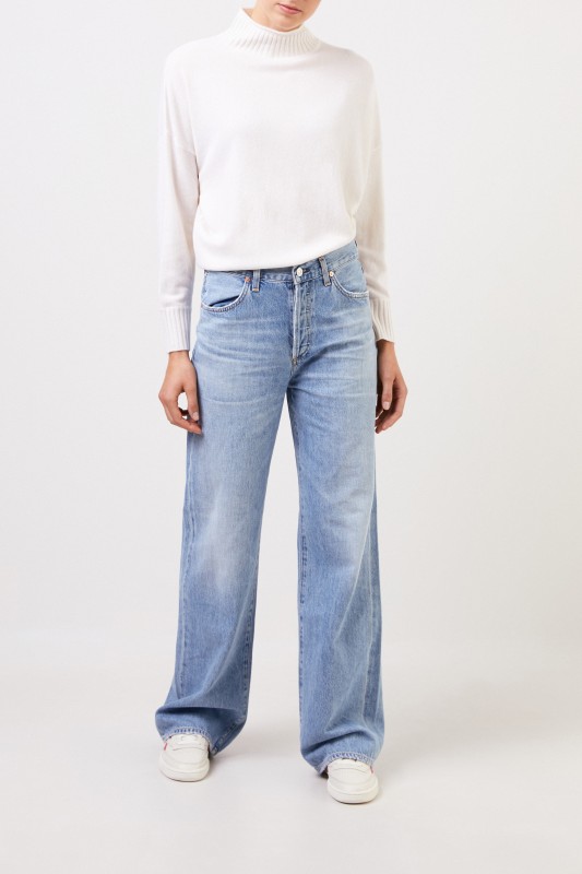 Woll-Cashmere-Pullover mit Turtleneck Weiß