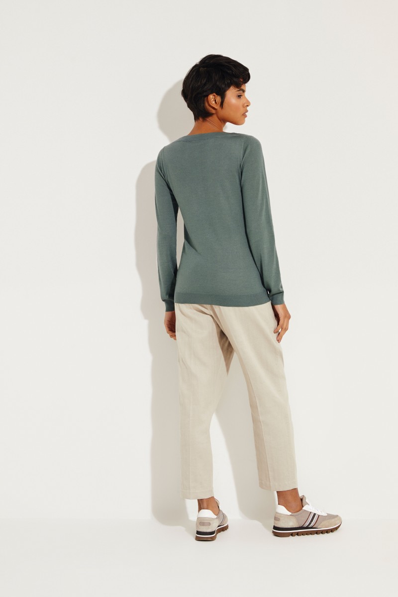 Cashmere-Seiden-Pullover Grün