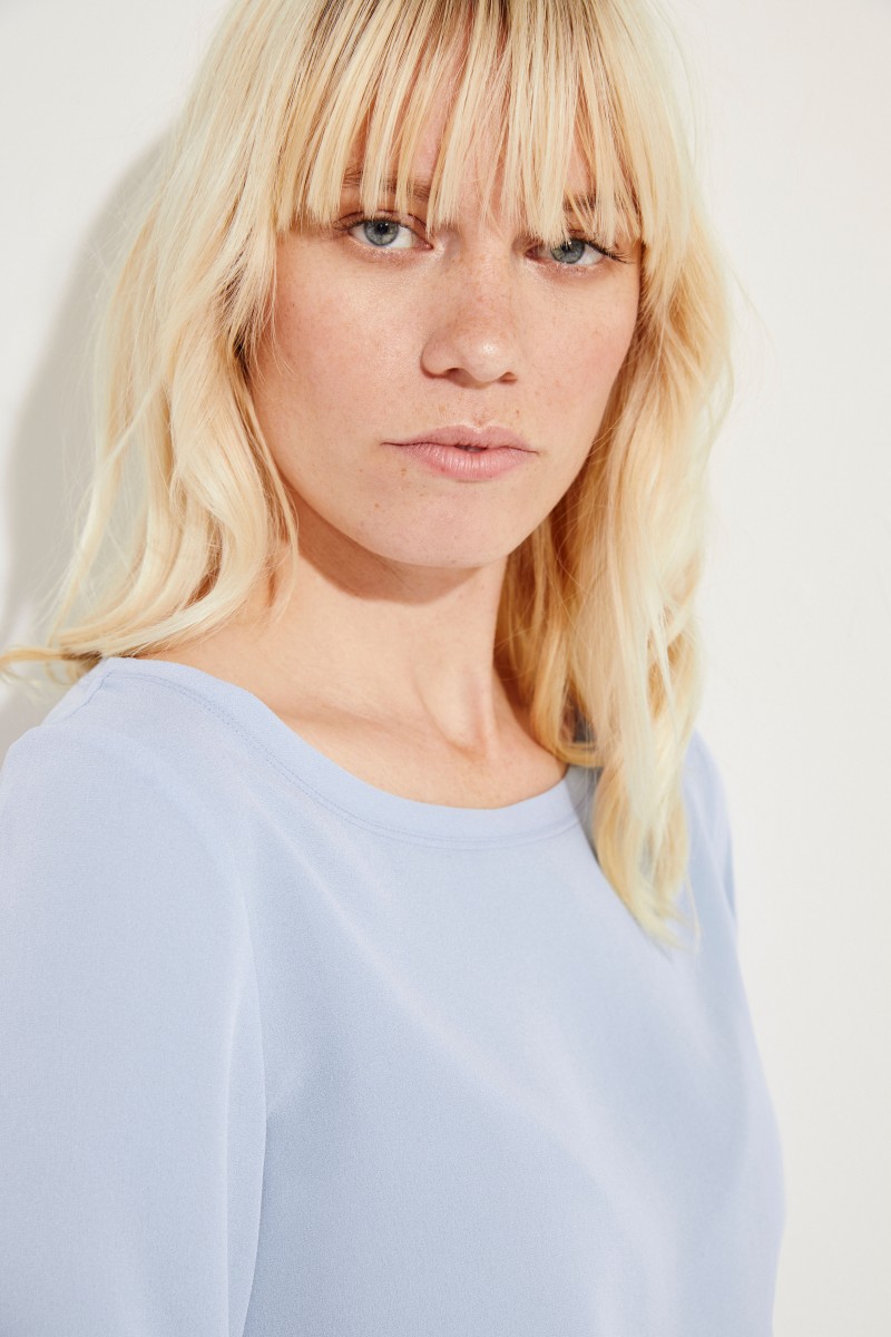 Seiden-Bluse 'Amber' mit 3/4-Arm Blau