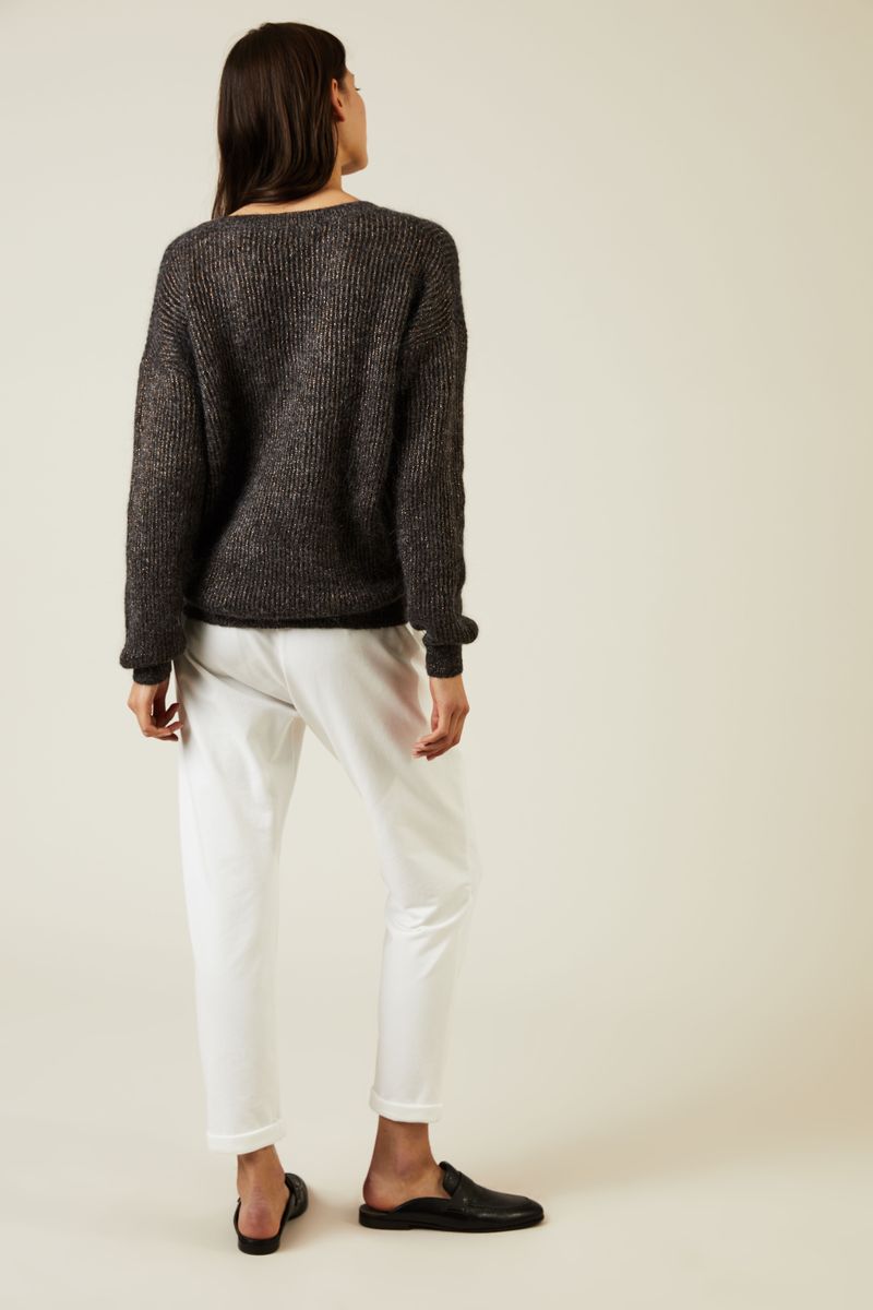 Mohair-Pullover mit Glitzerfäden Anthrazit