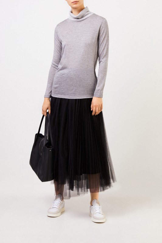 Fabiana Filippi Woll-Pullover mit Laméfäden Silber/Grau