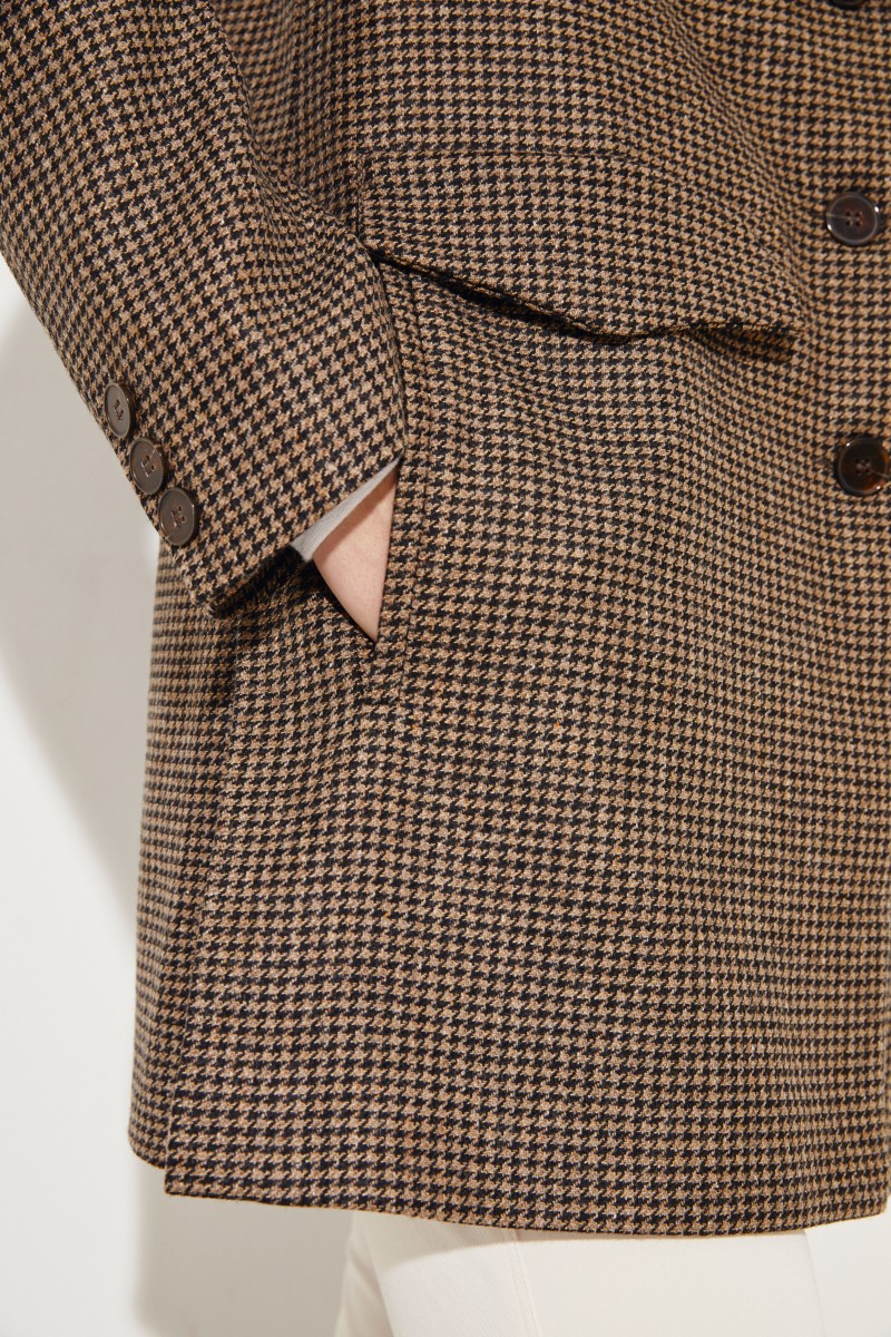 Woll-Blazer 'Demi' mit Hahnentrittmuster Schwarz/Braun