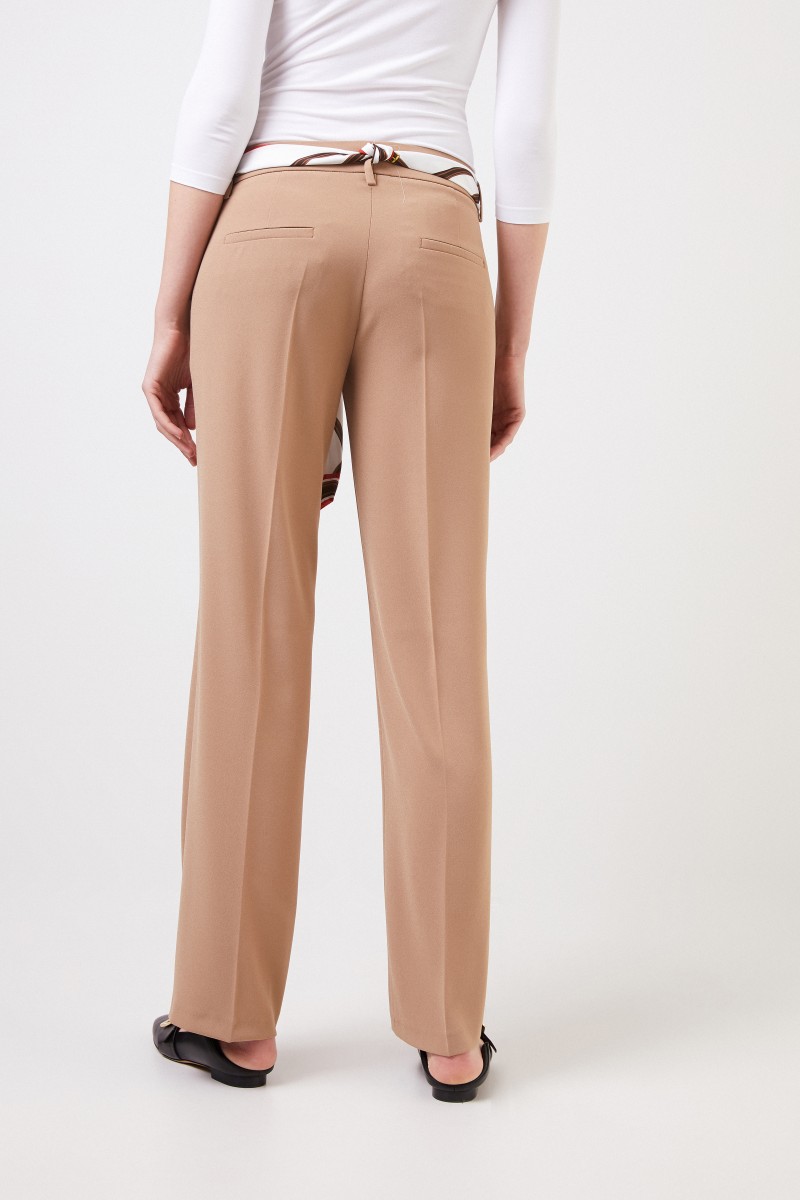 Hose 'Malice' mit Stoffgürtel Camel