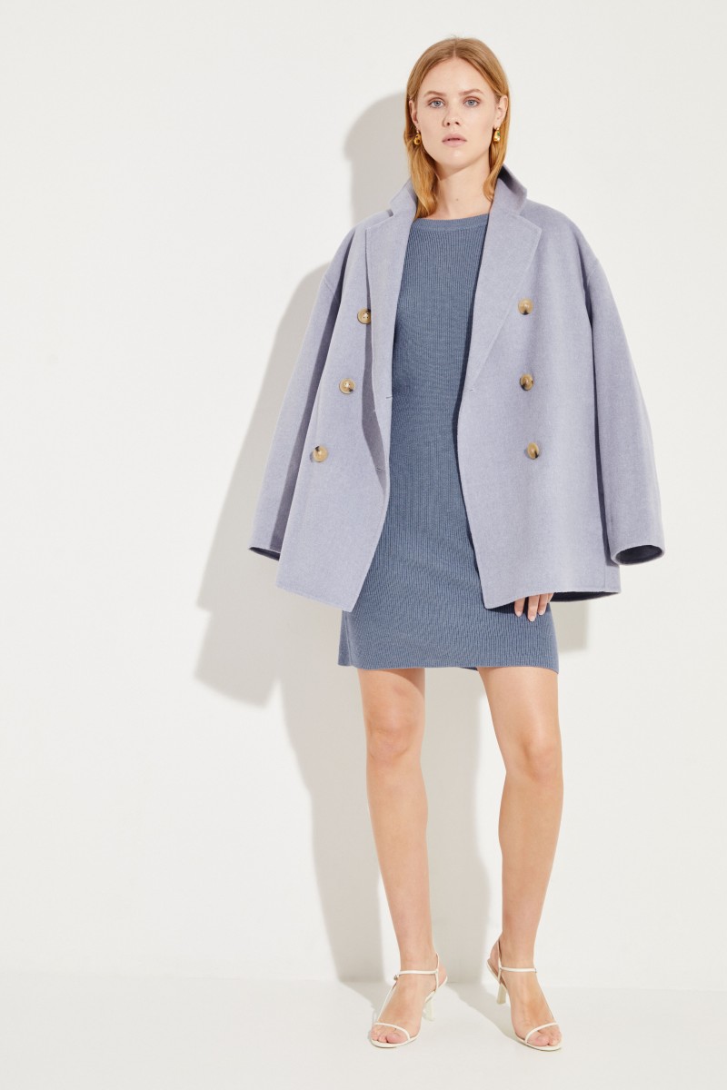 Seiden-Cashmere-Kleid Blau