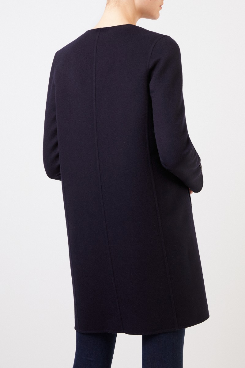 Woll-Cashmere-Mantel Marineblau