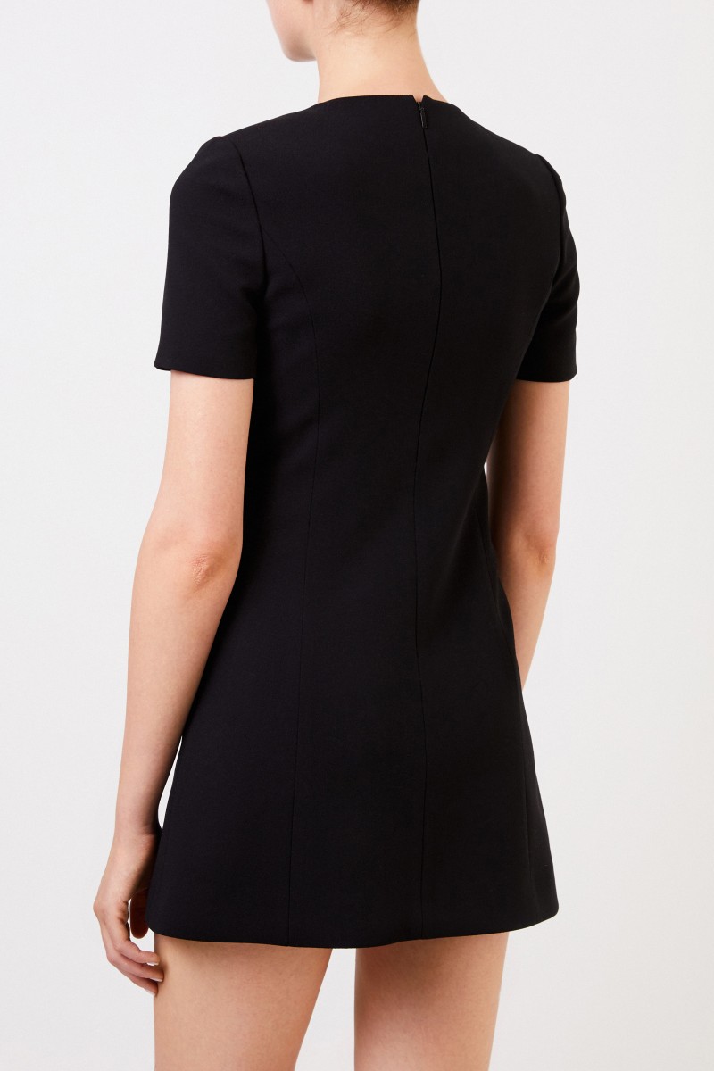 Saint Laurent Kurzes Woll-Kleid Schwarz