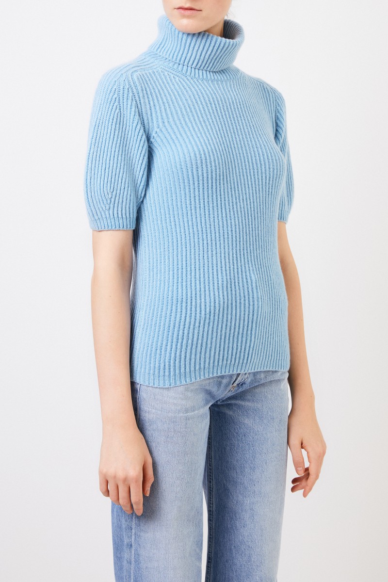 Kurzarm Cashmere-Pullover 'Fenja' Hellblau