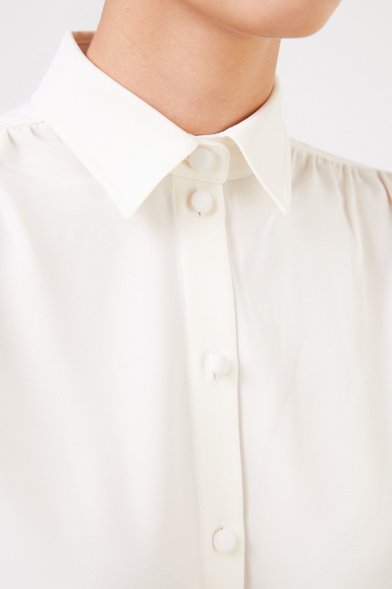 Co Bluse mit Raffungen Crème