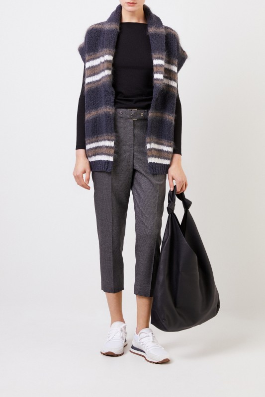 Brunello Cucinelli Feiner Alpaca-Pullover mit Lurexdetails Schwarz