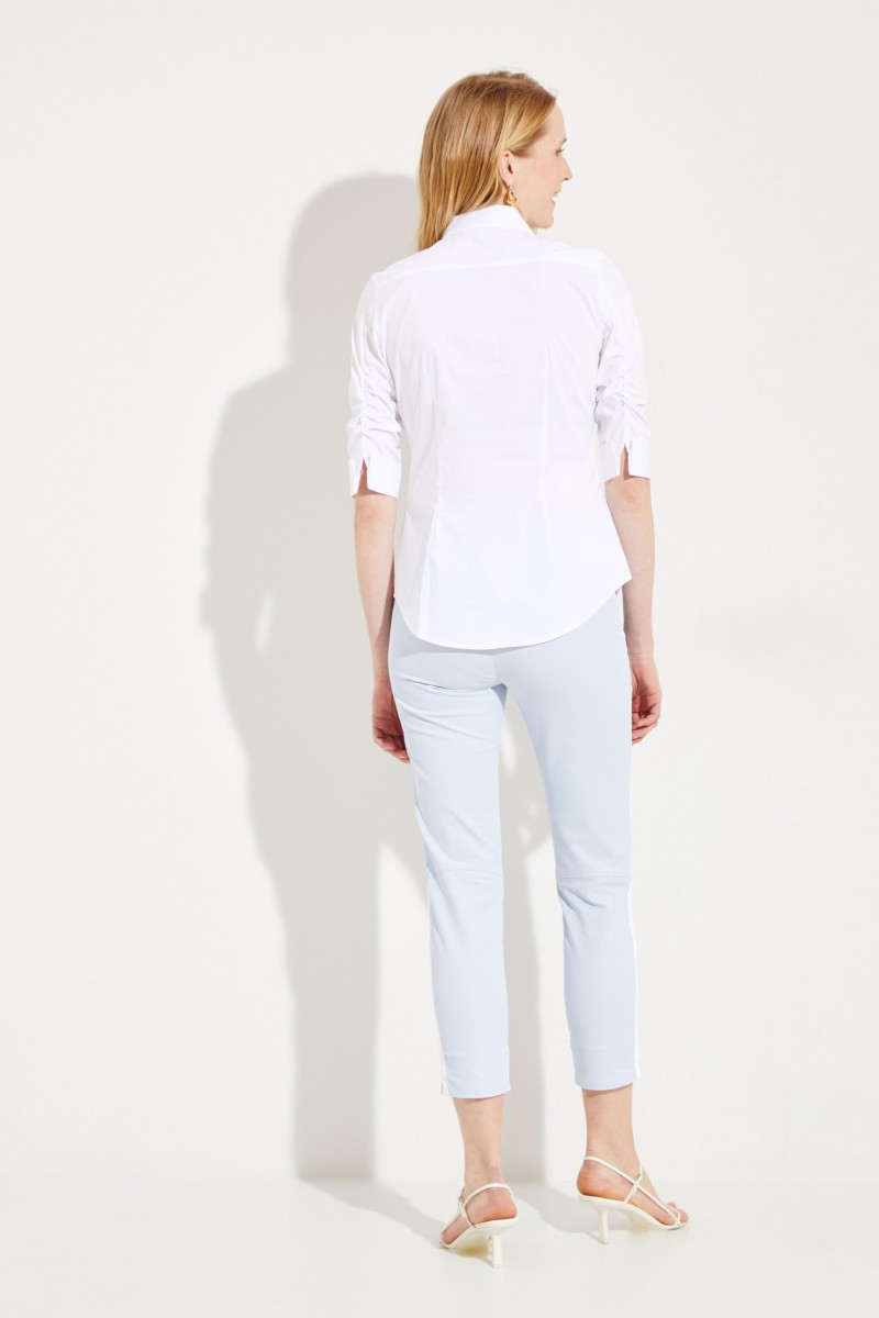 Baumwoll-Bluse mit verkürzten Ärmeln Weiß