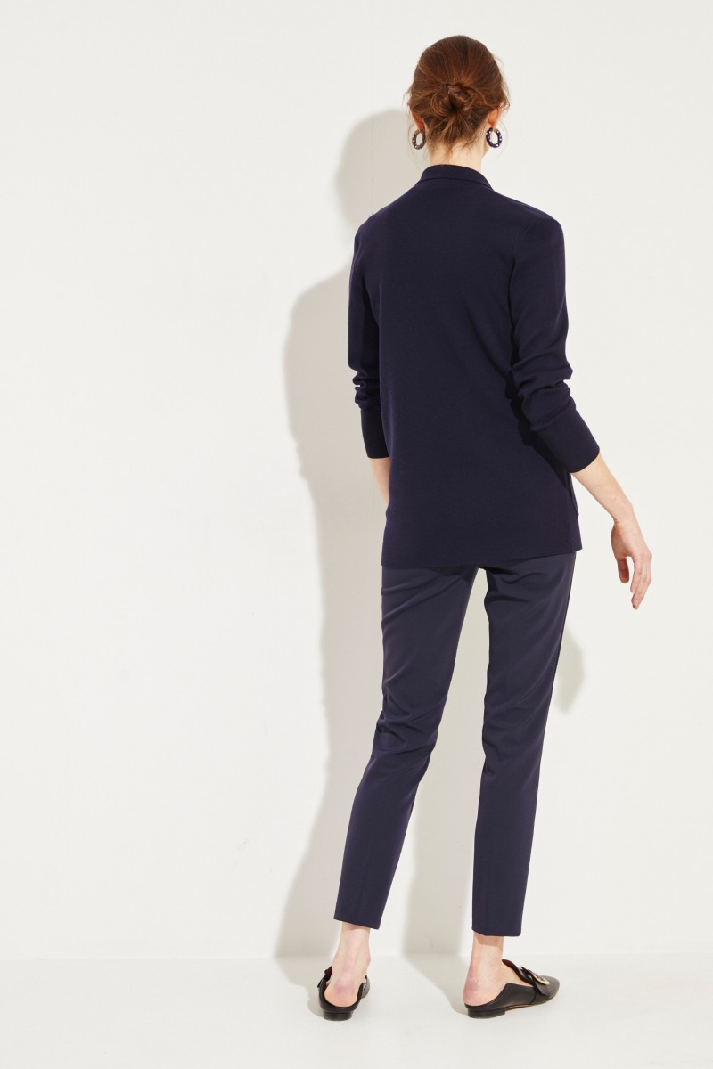 Langer Woll-Blazer Blau