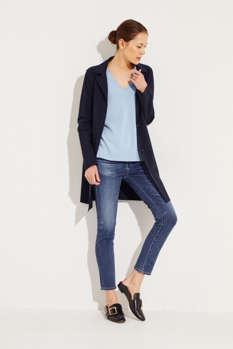 Cashmere-Pullover mit V-Neck Blau