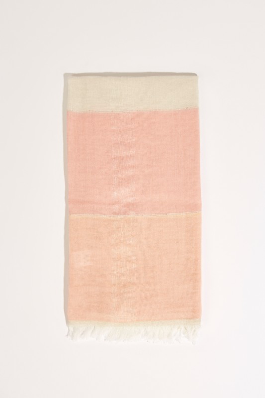 Leinen- Schal mit Lurexfäden Rosé/Crème