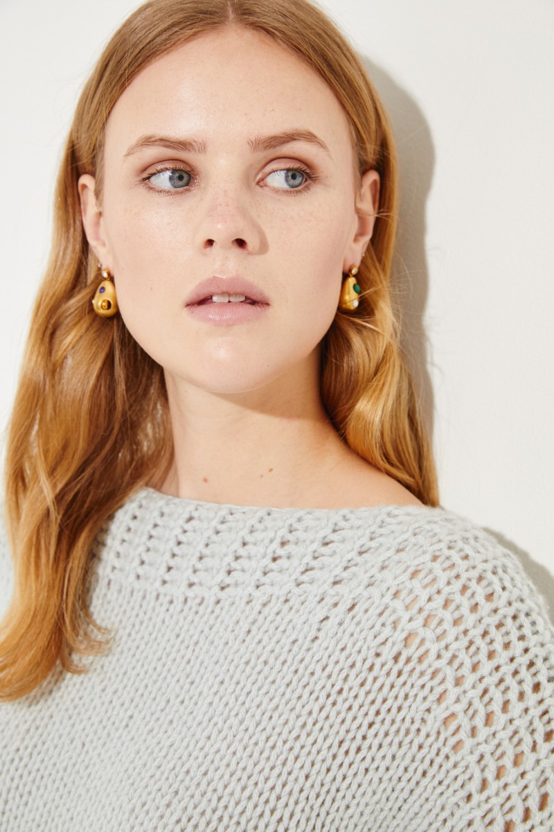Handstrick-Cashmere-Pullover Salbei