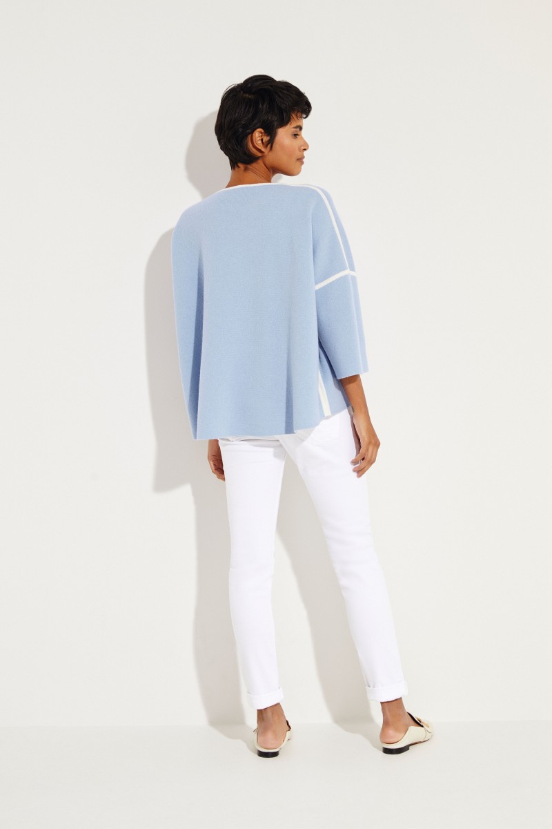 Doubleface-Pullover 'Yamila' Blau/Crème