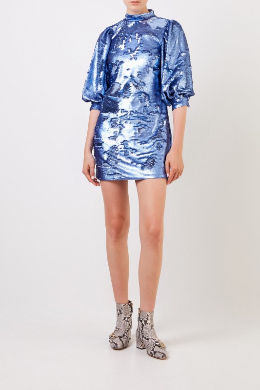 Kurzes Paillettenkleid Blau