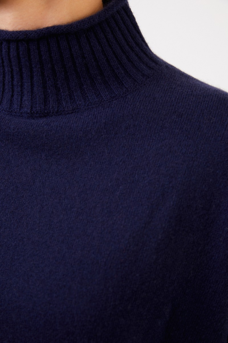 Allude Woll-Cashmere-Pullover mit Turtleneck Marineblau