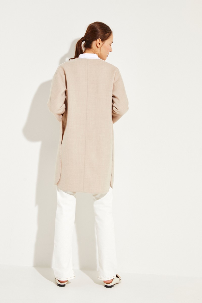 Wende-Woll-Mantel Beige