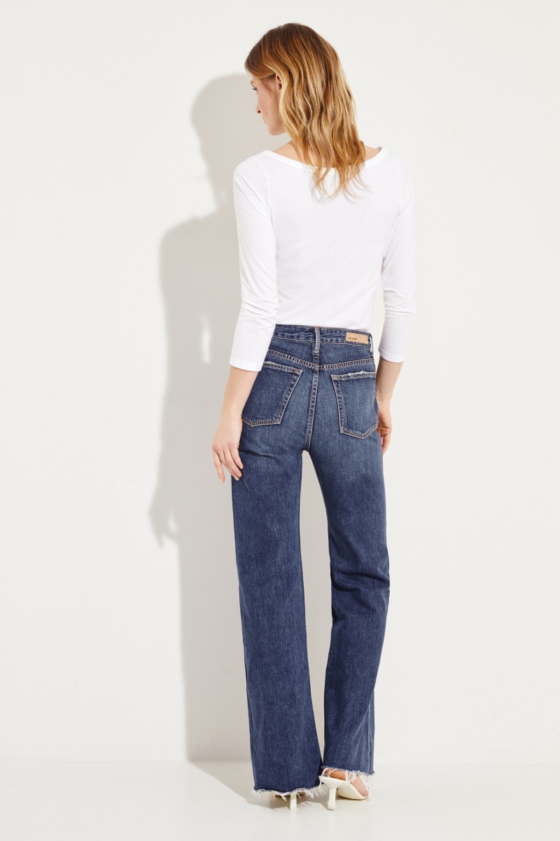 Jeans 'Carla' mit ausgestelltem Saum Blau
