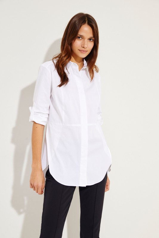 Bluse mit Ziernähten Weiß