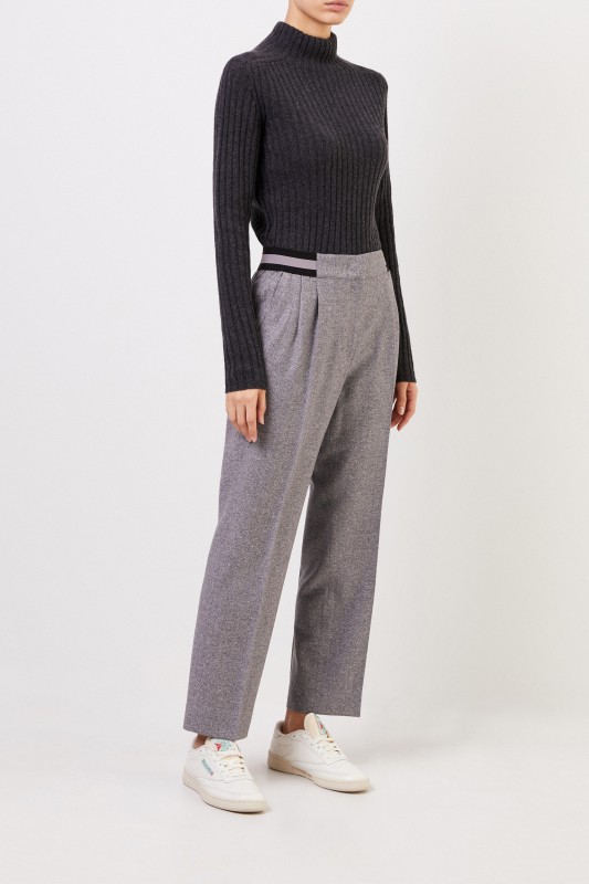 Iris von Arnim Gabardinehose 'Janna' mit Gummibund Grau
