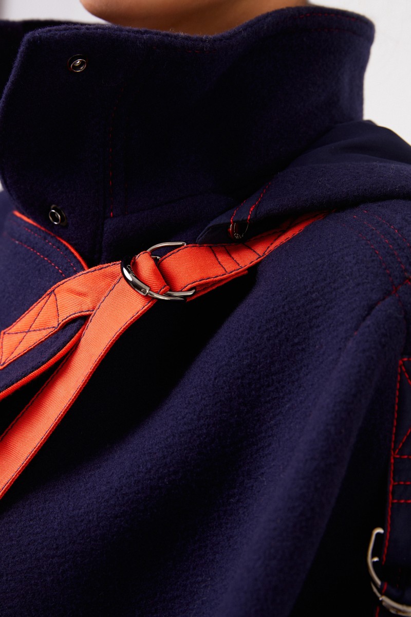 Chloé Woll-Cape mit Kapuze Evening Blue