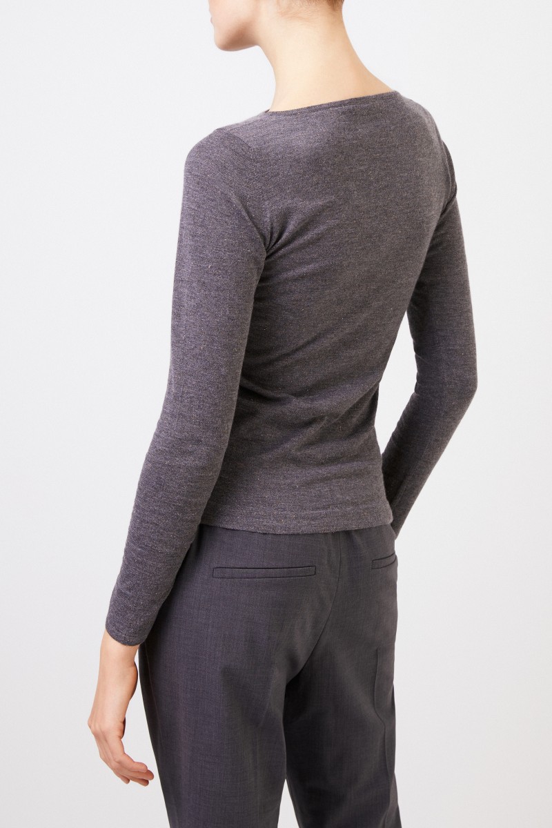 Brunello Cucinelli Cashmere-Pullover mit Lurexdetails Grau