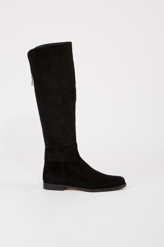 Unützer Veloursleder-Stiefel Schwarz