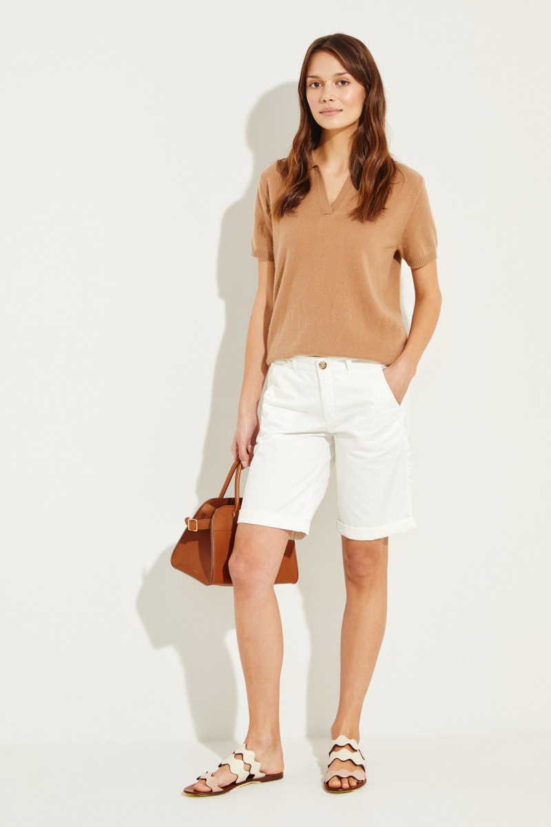 Slim Fit Bermuda Weiß