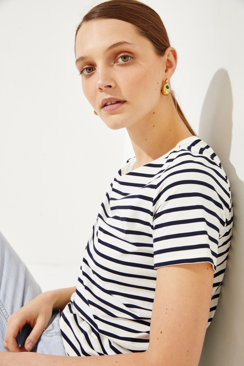 Gestreiftes Shirt Marineblau/Weiß