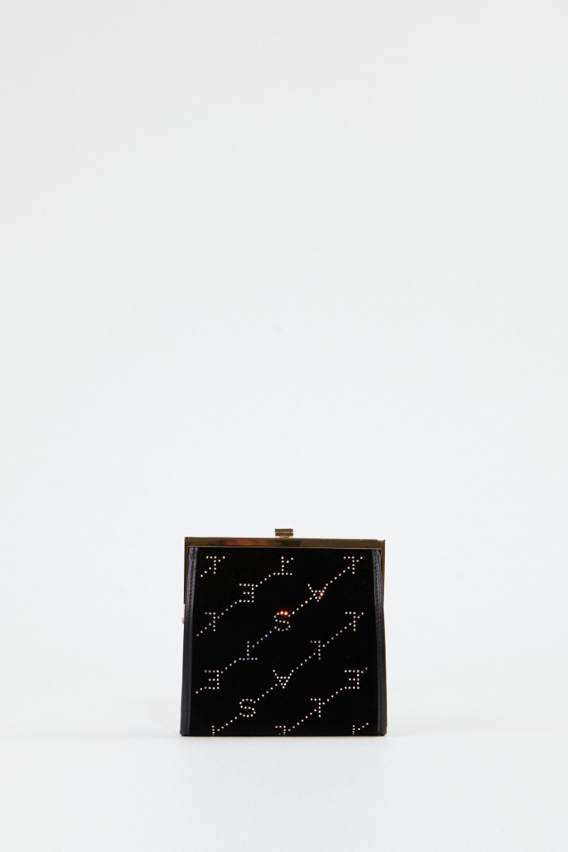 Stella McCartney Samt-Tasche 'Mini Frame Bag' Schwarz