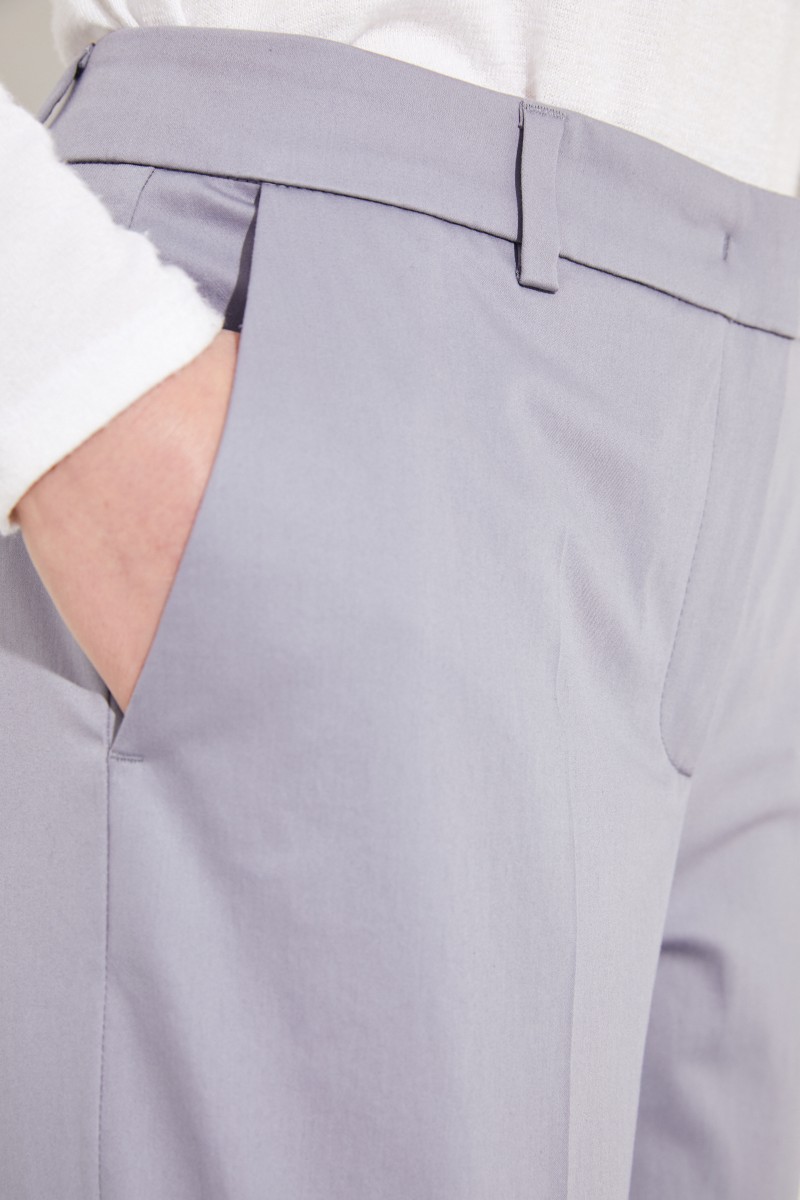 Baumwoll-Hose 'Eden' mit breiten Saumumschlägen Blau