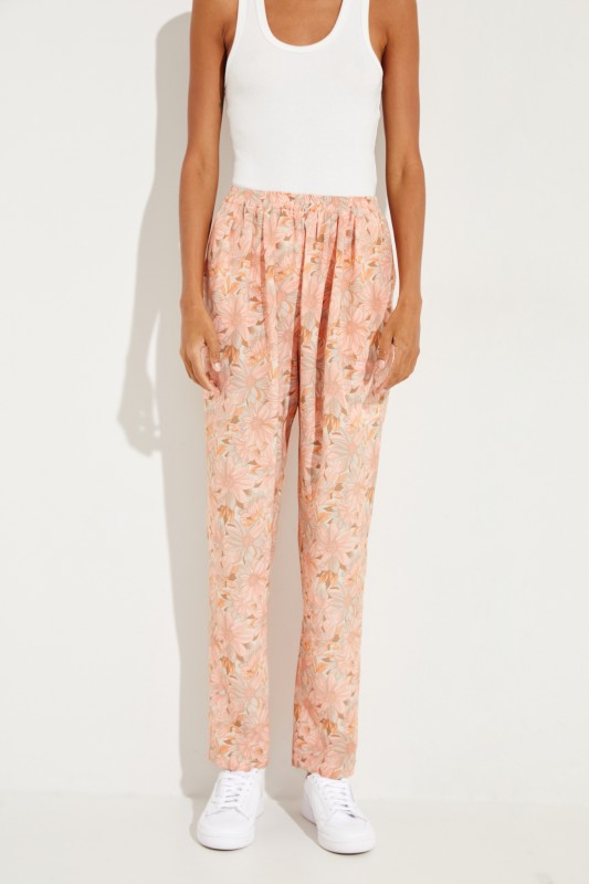 Seiden-Hose mit floralem Print Multi