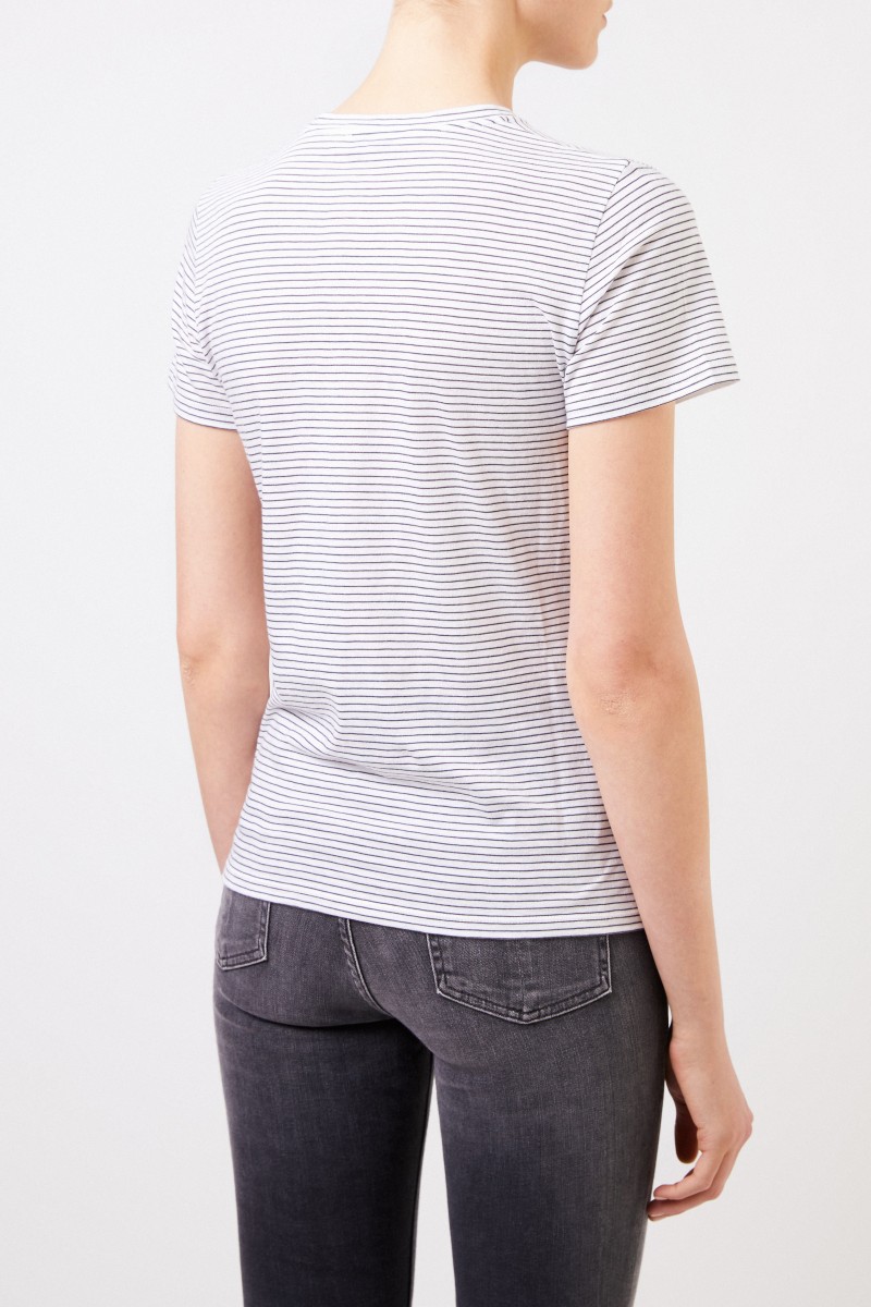 Vince Gestreiftes T-Shirt Weiß/Blau