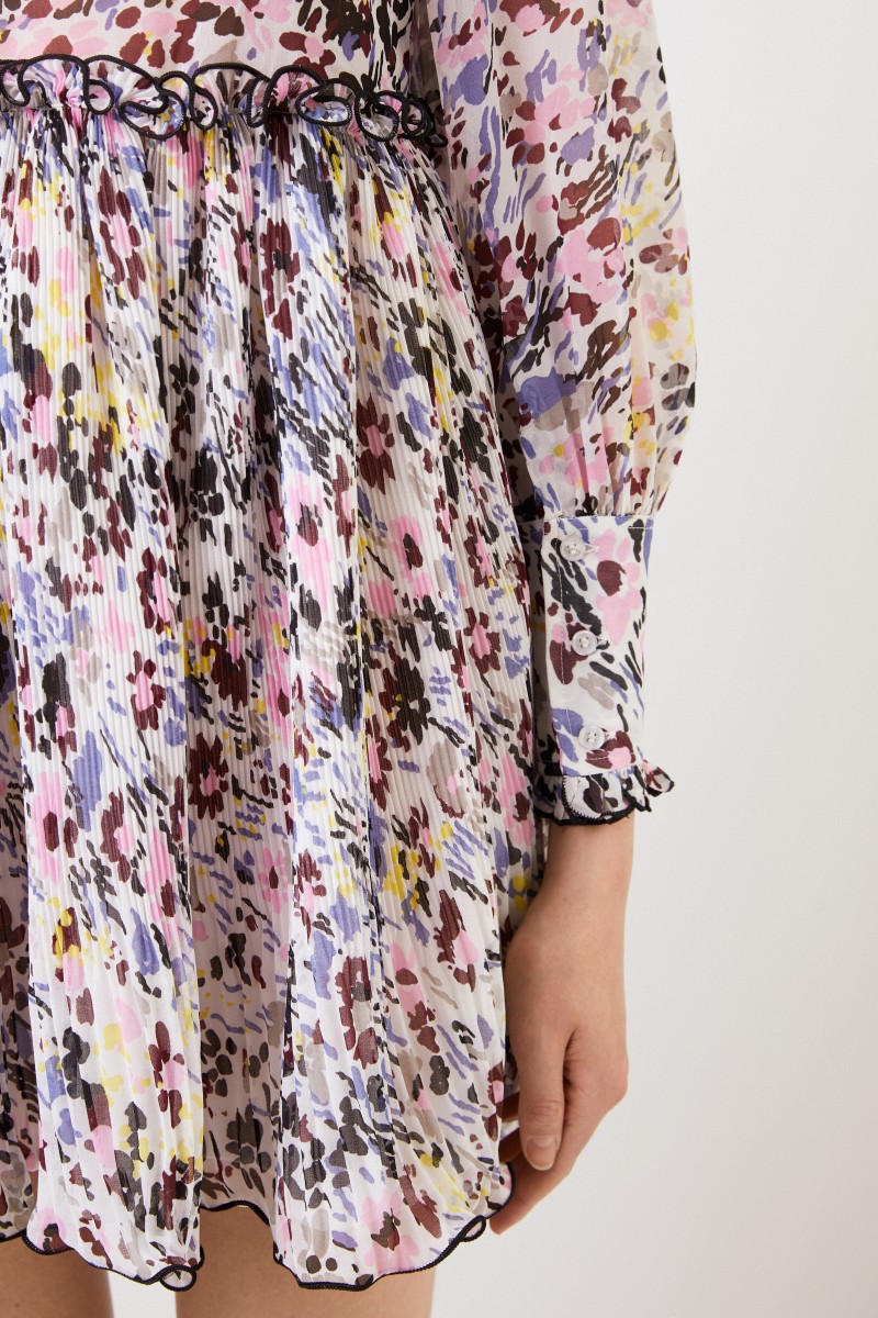 Ganni Minikleid 'Pleated Georgette' Multi