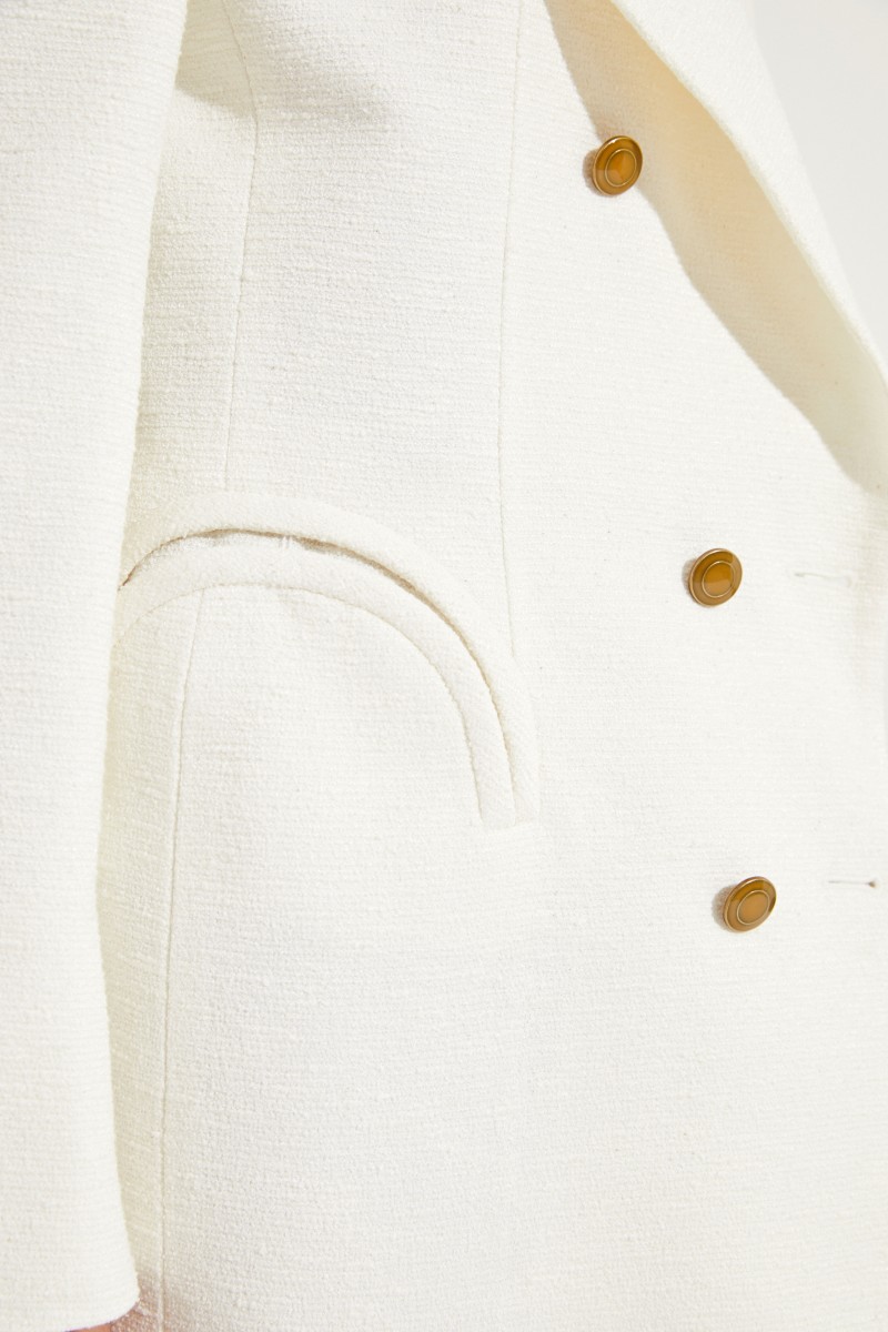 Langer Baumwoll-Seiden-Blazer 'Heather Sunshine' Crème