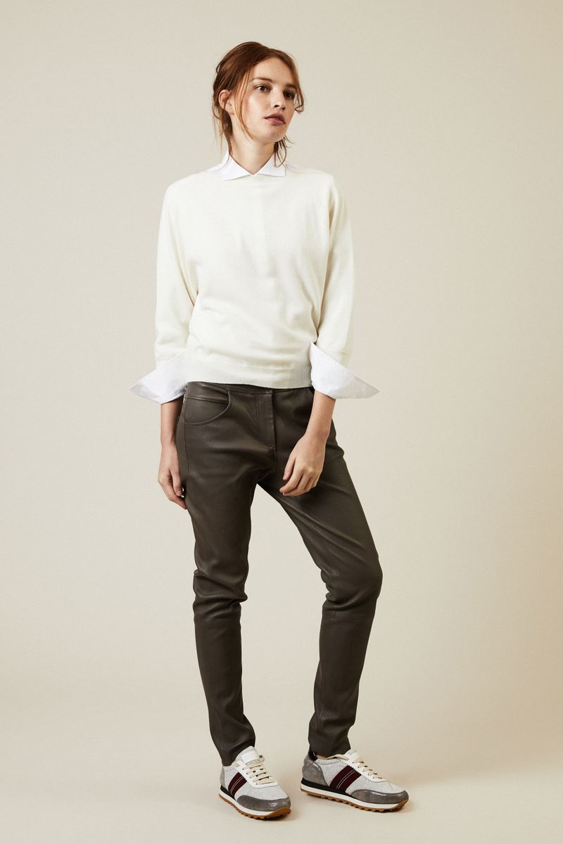 Cashmere-Pullover mit Rückenausschnitt Weiss