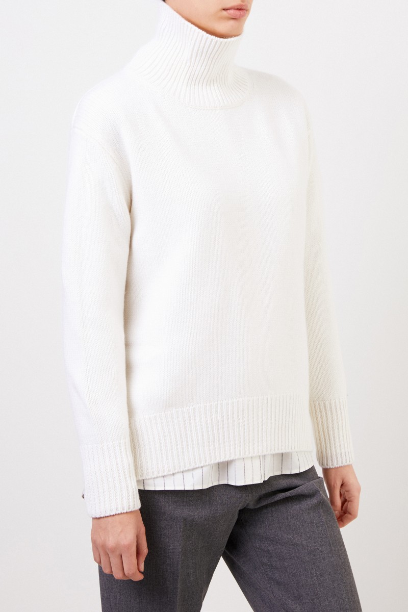 Allude Cashmere-Rollkragenpullover Weiß