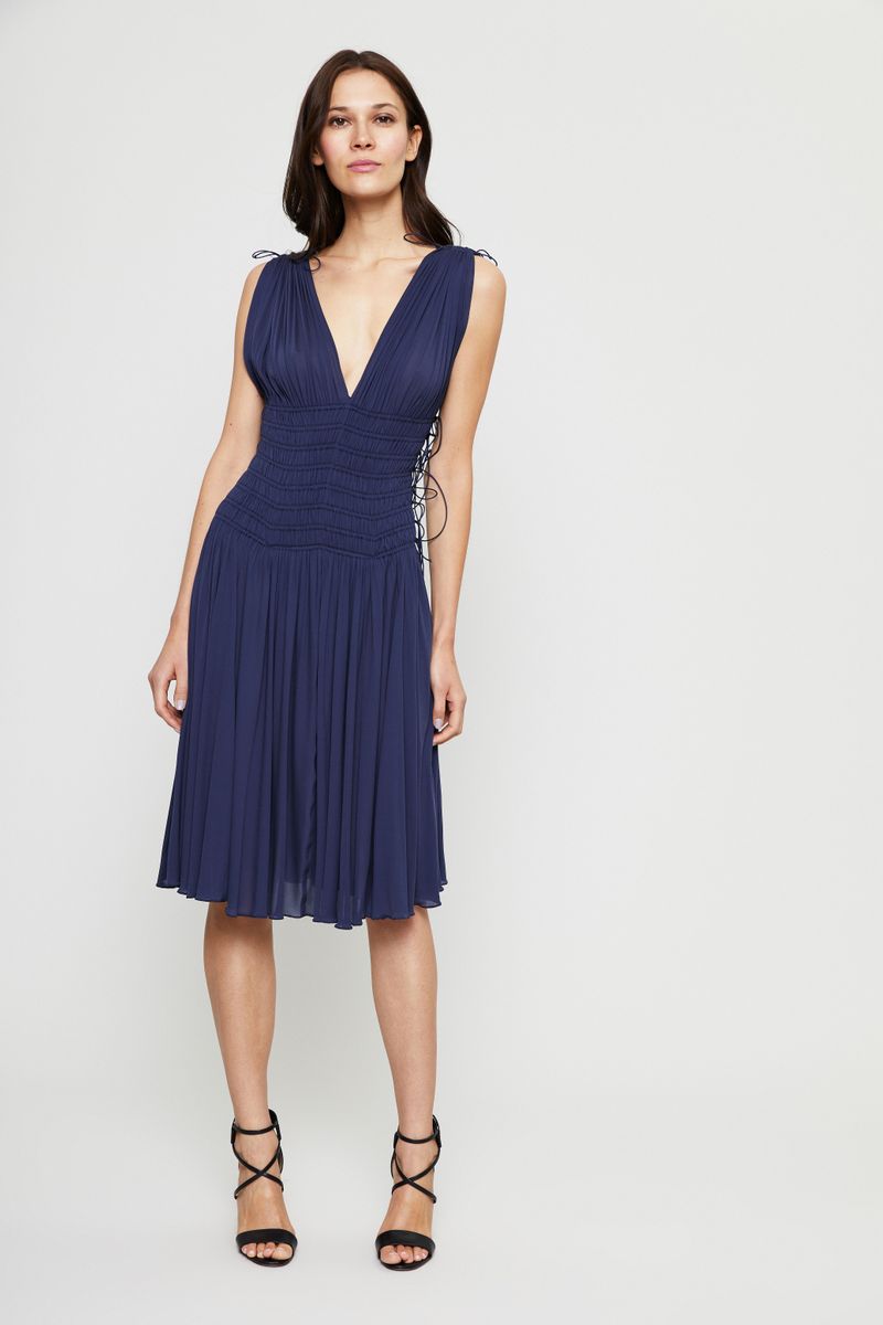 Cupro-Kleid mit Schnürdetails Cobalt