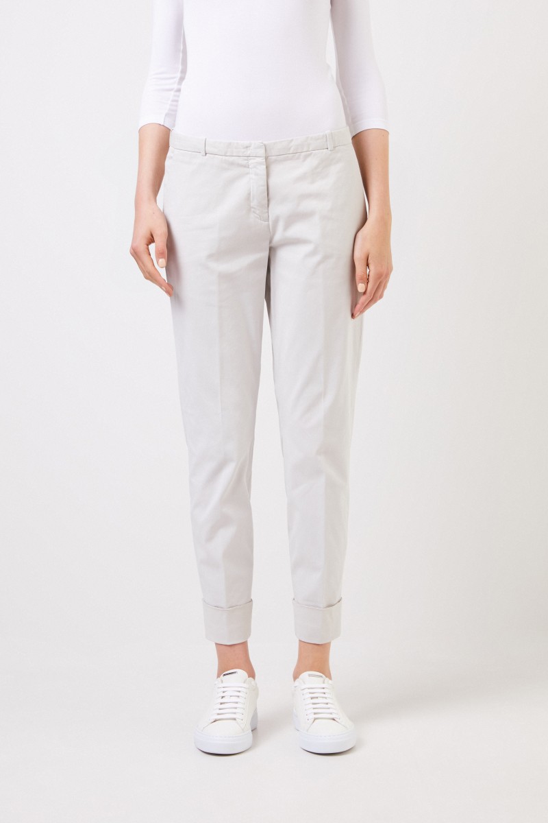 Fabiana Filippi Baumwoll-Hose mit Perlenverzierung Beige