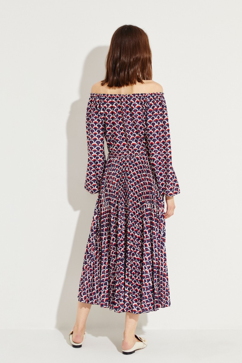 Langes Kleid mit Print Multi