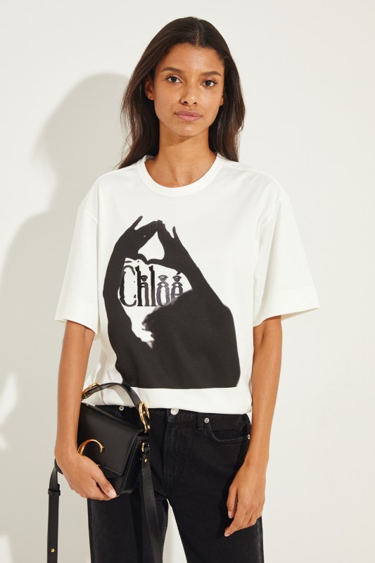 T-Shirt mit Print Crème