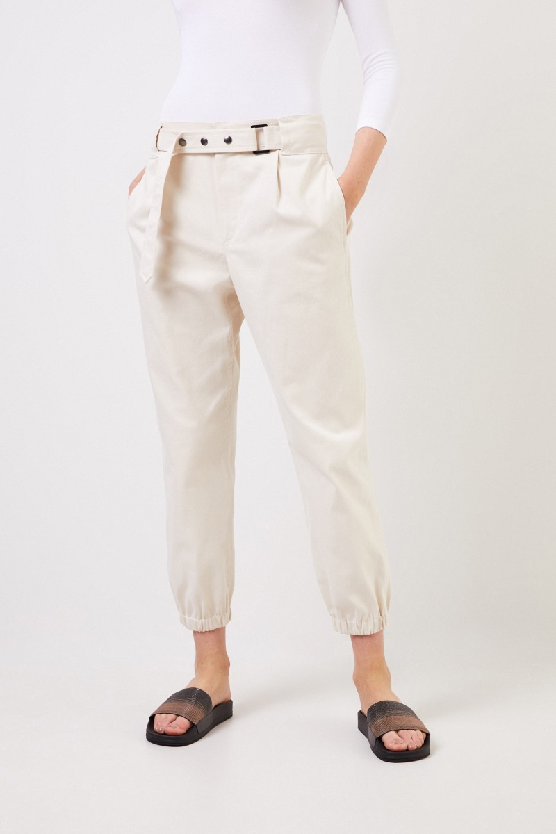 Brunello Cucinelli Baumwoll-Hose mit Gürtel Beige