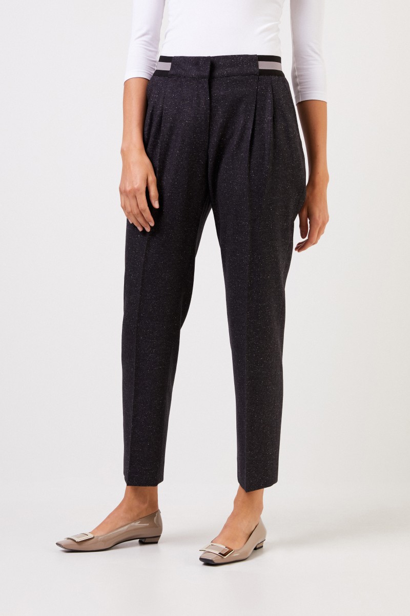 Gabardinehose 'Janna' mit Gummibund Anthrazit