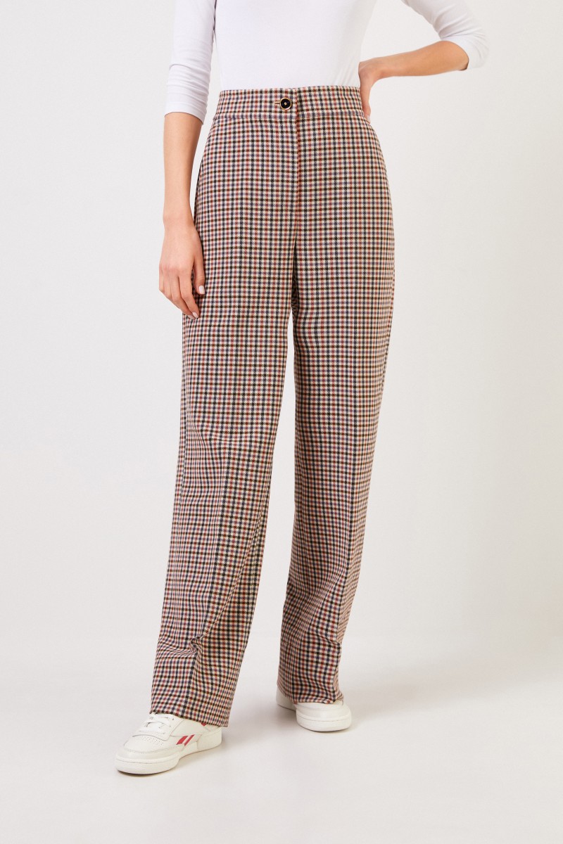 Tory Burch Hose mit Karomuster und Saumumschlag Multi
