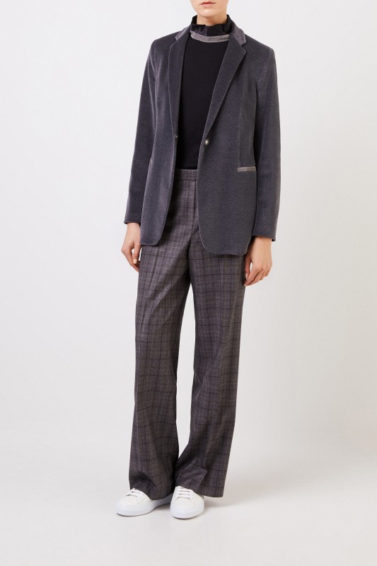 Fabiana Filippi Samt-Blazer mit Perlenverzierung Grau