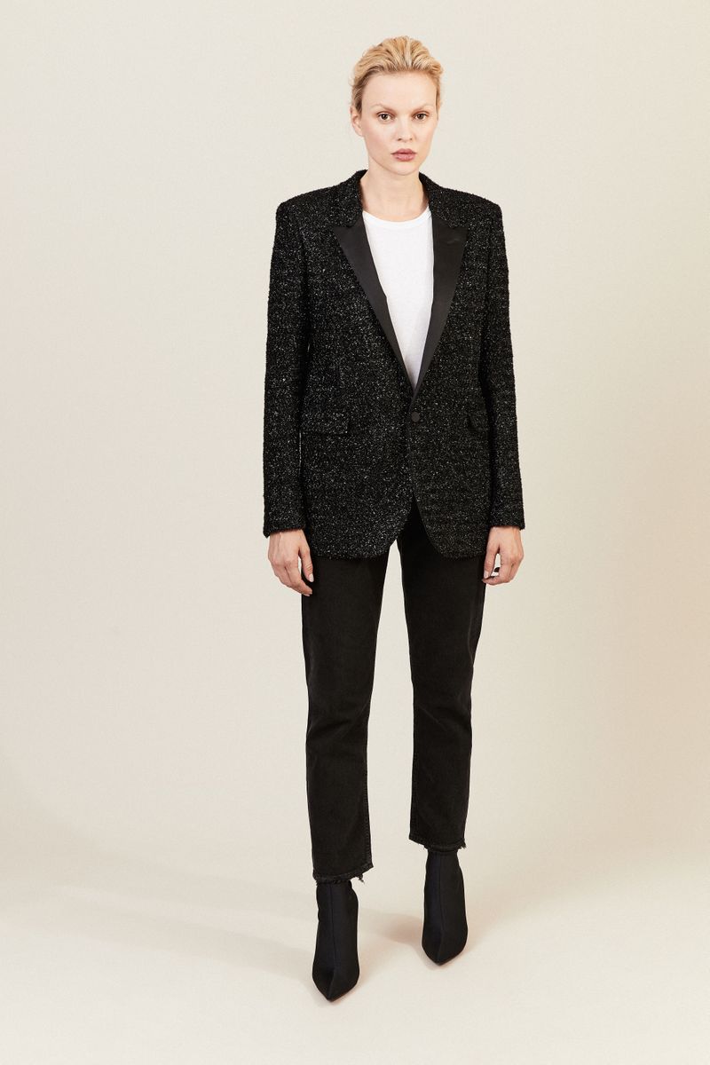 Strukturierter Blazer aus schwarzem Lurex Schwarz