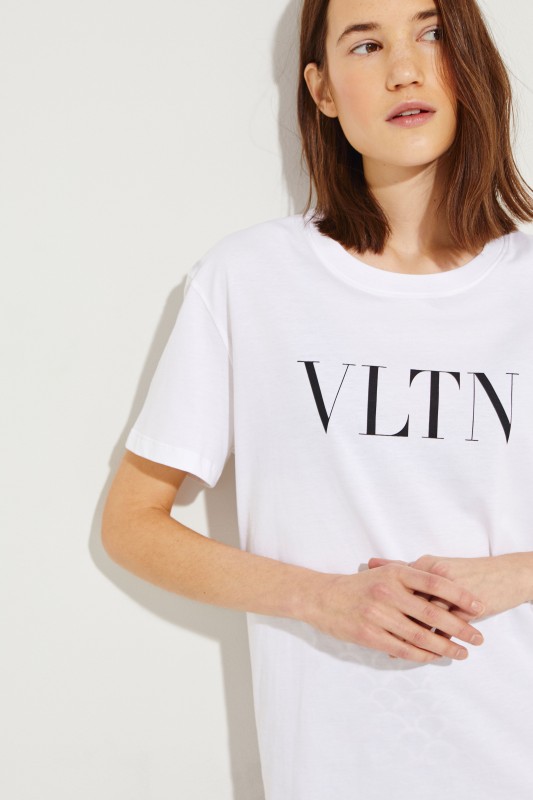 T-Shirt mit VLTN-Logo Weiß/Schwarz